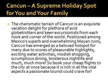 Find cheap flights London to Cancun