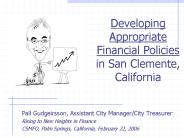 Developing Appropriate Financial Policies in San Clemente, California