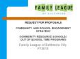REQUEST FOR PROPOSALS COMMUNITY AND SCHOOL ENGAGEMENT STRATEGY COMMUNITY RESOURCE SCHOOLS / OUT OF SCHOOL TIME PROGRAMS PowerPoint PPT Presentation
