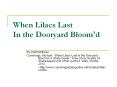 When Lilacs Last In the Dooryard Bloom'd PowerPoint PPT Presentation