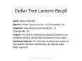 Dollar Tree Lantern Recall PowerPoint PPT Presentation