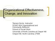 Organizational Effectiveness, Change, and Innovation