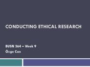 CONDUCTING ETHICAL RESEARCH