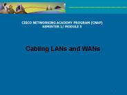 CISCO NETWORKING ACADEMY PROGRAM (CNAP)