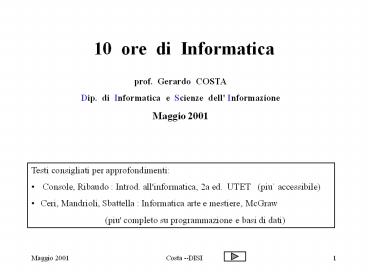 10 ore di Informatica