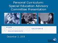 Personal Curriculum: Special Education Advisory Committee Presentation PowerPoint PPT Presentation