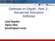 Defense-in-Depth, Part 2: Advanced Intrusion Defense
