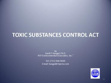 TOXIC SUBSTANCES CONTROL ACT