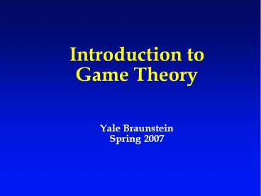 Introduction to Game Theory
