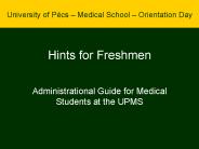Hints for Freshmen