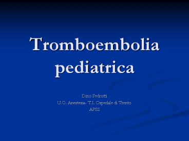 Tromboembolia pediatrica