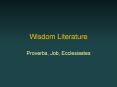 Wisdom Literature PowerPoint PPT Presentation