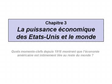 Chapitre 3 La puissance 