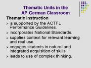 Thematic Units in the AP German Classroom