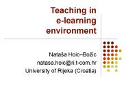 Teaching in e-learning environment