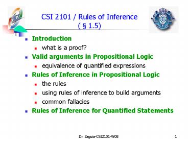 CSI 2101 / Rules of Inference (