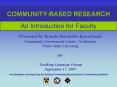 COMMUNITY-BASED RESEARCH PowerPoint PPT Presentation