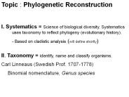 Topic : Phylogenetic Reconstruction