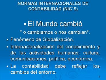 NORMAS INTERNACIONALES DE CONTABILIDAD (NIC