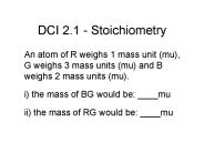 DCI 2.1 - Stoichiometry