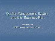 Quality Management System and the Business Plan