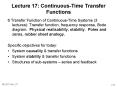 Lecture 17: Continuous-Time Transfer Functions PowerPoint PPT Presentation