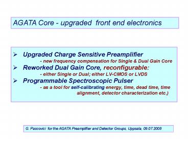 Upgraded Charge Sensitive Preamplifier