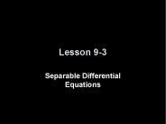 Separable Differential Equations