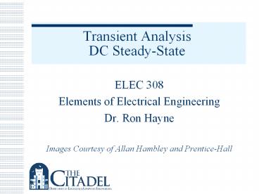 Transient Analysis DC Steady-State