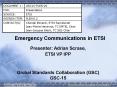Emergency Communications in ETSI PowerPoint PPT Presentation
