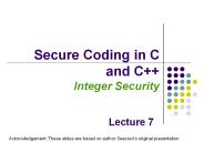 Secure Coding in C and C   Integer Security