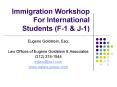 Immigration Workshop For International Students (F-1 PowerPoint PPT Presentation