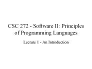 CSC 272 - Software II: Principles of Programming Languages