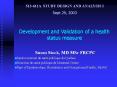 Development and Validation of a health status measure PowerPoint PPT Presentation
