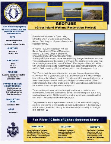 GEOTUBE (Grass Island Wetland Restoration Project)