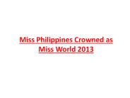 Miss Philippines Crowned as Miss World 2013