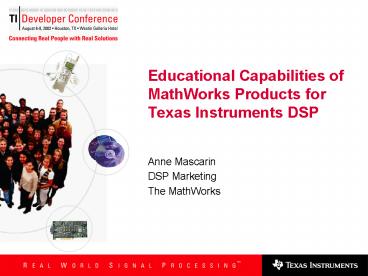 Educational Capabilities of MathWorks Products for Texas Instruments ...