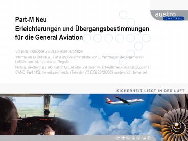 Part-M Neu Erleichterungen und 