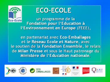 ECO-ECOLE  un programme de la Fondation pour l