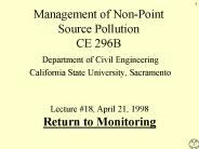 Management of Non-Point Source Pollution CE 296B