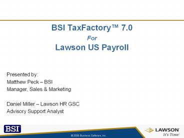 BSI TaxFactory