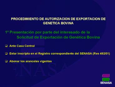 PROCEDIMIENTO DE AUTORIZACION DE EXPORTACION DE