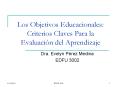 Los Objetivos Educacionales: Criterios Claves Para la Evaluaci PowerPoint PPT Presentation