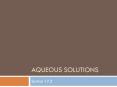 Aqueous Solutions PowerPoint PPT Presentation