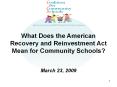 What Does the American Recovery and Reinvestment Act Mean for Community Schools? PowerPoint PPT Presentation