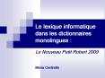 Le lexique informatique dans les dictionnaires monolingues : PowerPoint PPT Presentation