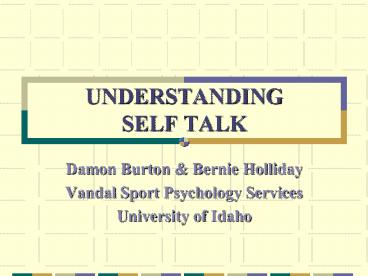 UNDERSTANDING SELF TALK