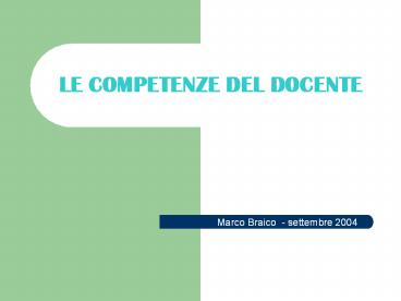 LE COMPETENZE DEL DOCENTE
