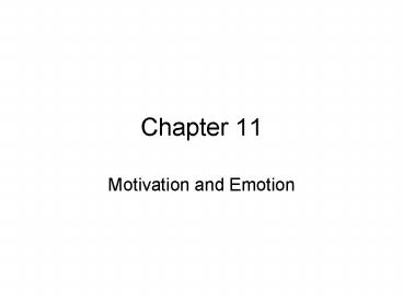 Motivation and Emotion