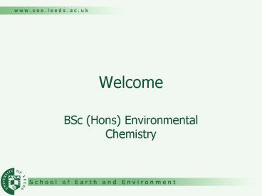 BSc (Hons) Environmental Chemistry